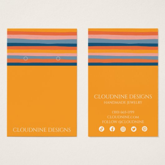 レインボーラインイヤリングネックレスジュエリーディスプレイカード (正面&裏面)