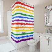 レインボーラインズウィズカスタム文字 シャワーカーテン (インサイチュ)