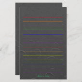 レインボーライン名前をカスタムするグレーウォータードロップアート 便箋 (正面/裏面)