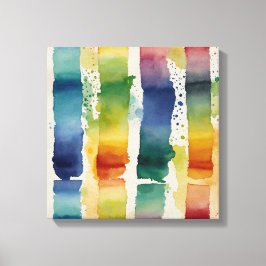 レインボーライン水彩ウォールアート キャンバスプリント