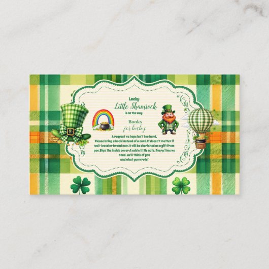 レインボーラッキーリトルシャームロックブックスベビー エンクロージャーカード (正面)