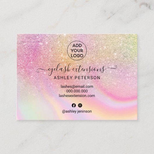 レインボーラッシュアフターケアグリッターグラデーション大理石 名刺 (裏面)