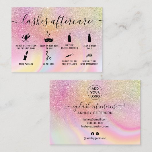 レインボーラッシュアフターケアグリッターグラデーション大理石 名刺 (正面/裏面)