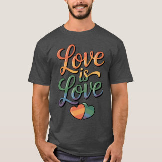 レインボーラブはLoveypographyデザインのレトロなスタイル Tシャツ
