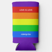 レインボーラブイズラブゲイプライドパレードカスタムLGBT スリム缶クーラー (正面)