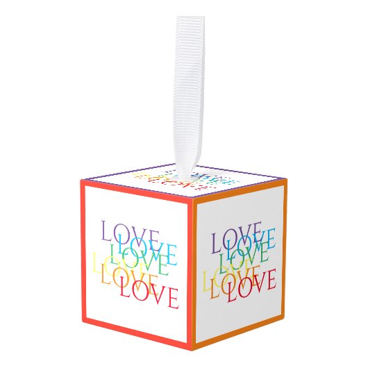 レインボーラブウッドキューブオーナメント キューブオーナメント (正面アングル)