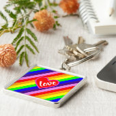 レインボーラブクラシックプライドダイナミックストライプハート キーホルダー (側面)
