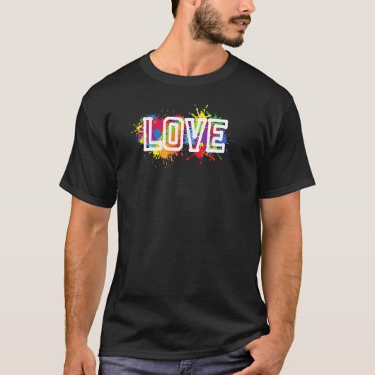 レインボーラブグラフィックデザイン Tシャツ (正面)