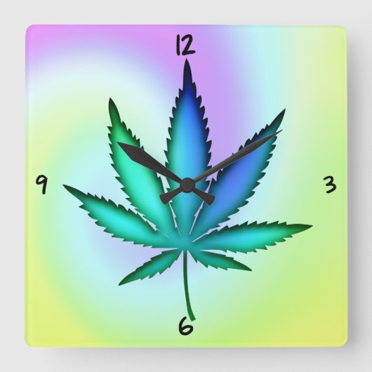 レインボーラブスクエアウォール時計 スクエア壁時計 (正面)