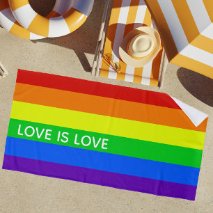 レインボーラブズラブゲイプライドLGBTQビューティフル ビーチタオル