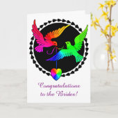 レインボーラブドブレズビアンの花嫁の全体 カード (黄色い花)