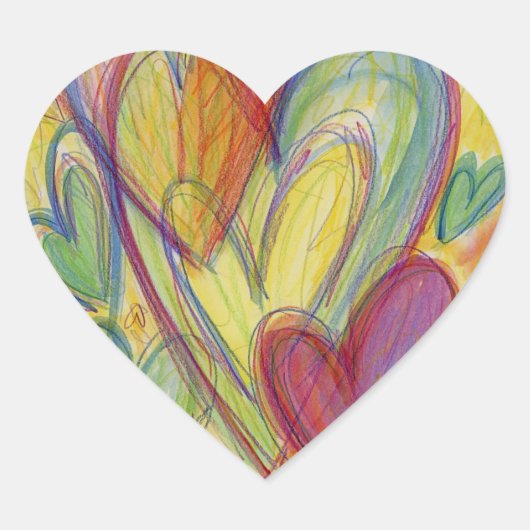 レインボーラブハートアートカスタムデカールステッカー ハートシール (正面)