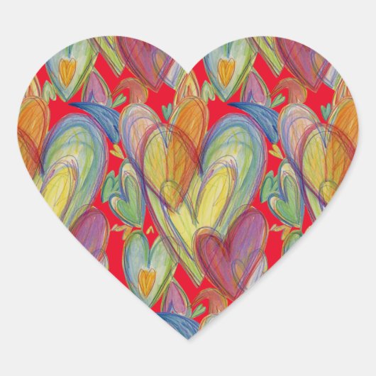 レインボーラブハートアートカスタムデカール ハートシール (正面)