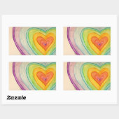 レインボーラブハートアートカスタムデカール 長方形シール (シート)