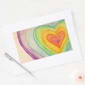 レインボーラブハートアートカスタムデカール 長方形シール (封筒)