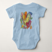 レインボーラブハートアートカスタムボディスーツ ベビーボディスーツ (裏面)