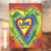 レインボーラブハートアートデコレーションウィンドウがしがみつく ウィンドウサイン (シート2)