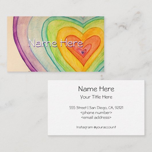 レインボーラブハートアート名刺 名刺 (正面/裏面)