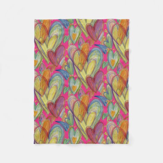 レインボーラブハートズコージーフリースブランケット フリースブランケット (正面)