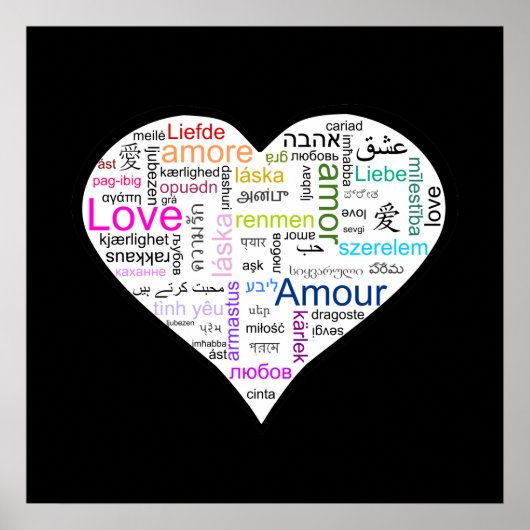 レインボーラブハートタイポグラフィ ポスター (正面)