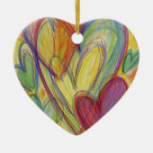 レインボーラブハートホリデーペンダントギフトオーナメント セラミックオーナメント (正面)