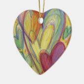 レインボーラブハートホリデーペンダントギフトオーナメント セラミックオーナメント (左)