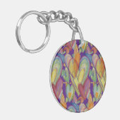 レインボーラブハートワードアートカスタムキーチェーン キーホルダー (正面左)