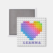 レインボーラブハート幾何磁パーソナライズされた石 マグネット (正面/裏面)