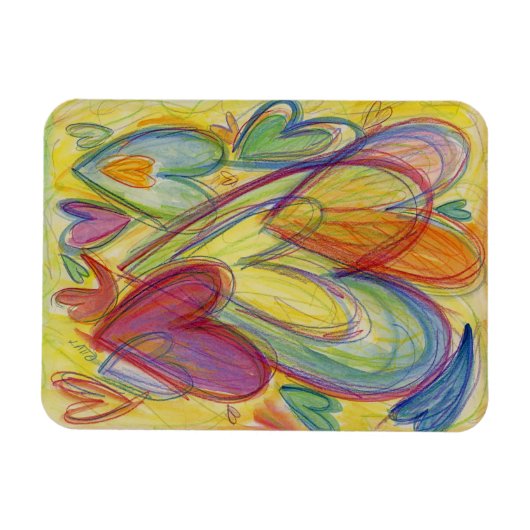 レインボーラブハート感動的冷蔵庫用マグネット マグネット (横)