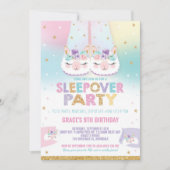 レインボーラマスリーポーバーバースデーパーティーパジャマ 招待状 (正面)