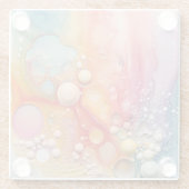 レインボーリキッドセルズアート抽象デザイン ガラスコースター (裏面)