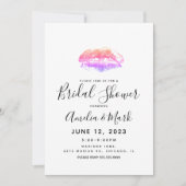 レインボーリップインプリントカラフルブライダルシャワー 招待状 (正面)