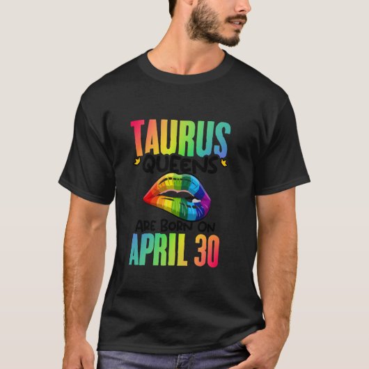 レインボーリップタウロスクイーンズ誕生日〔占星術の〕十二宮図サインアas tシャツ (正面)