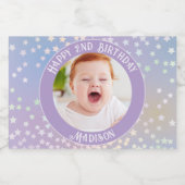 レインボーリトルスターズ子供写真誕生日パーティー スパークリングワインラベル (シングルラベル)