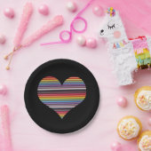 レインボーリボンケーブルハート紙プレート ペーパープレート (パーティー)