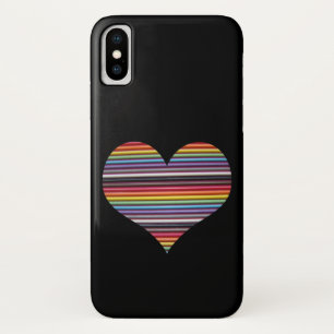 レインボーリボンケーブルハート iPhone X ケース