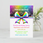 レインボーリボンパーティの招待状（カスタマイズ可能） 招待状 (スタンド正面)