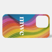 レインボーリボン付きモノグラム携帯電話ケース iPhoneケース (裏面横)