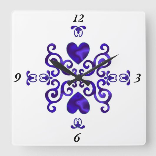 レインボーリリーとハート スクエア壁時計 (正面)