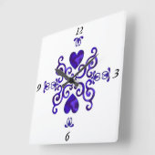 レインボーリリーとハート スクエア壁時計 (傾斜)