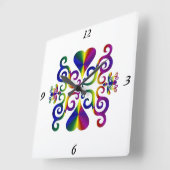 レインボーリリーとハート スクエア壁時計 (傾斜)