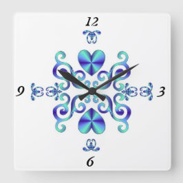 レインボーリリーとハート スクエア壁時計