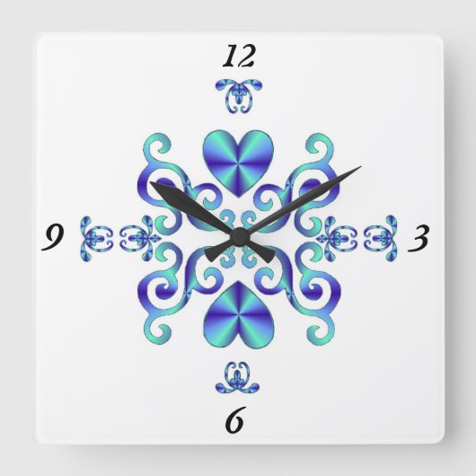 レインボーリリーとハート スクエア壁時計 (正面)