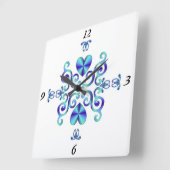 レインボーリリーとハート スクエア壁時計 (傾斜)