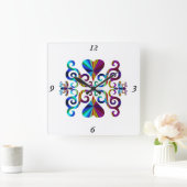 レインボーリリーとハート スクエア壁時計 (ホーム)