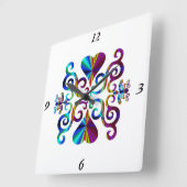 レインボーリリーとハート スクエア壁時計 (傾斜)