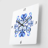 レインボーリリーとハート スクエア壁時計 (傾斜)