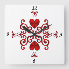 レインボーリリーとハート スクエア壁時計
