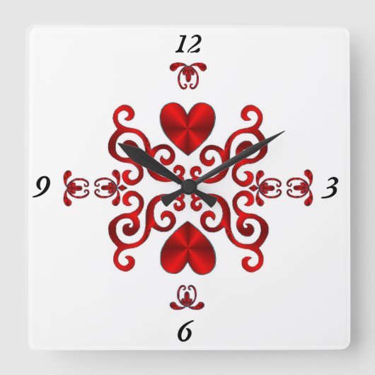 レインボーリリーとハート スクエア壁時計 (正面)