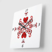 レインボーリリーとハート スクエア壁時計 (傾斜)